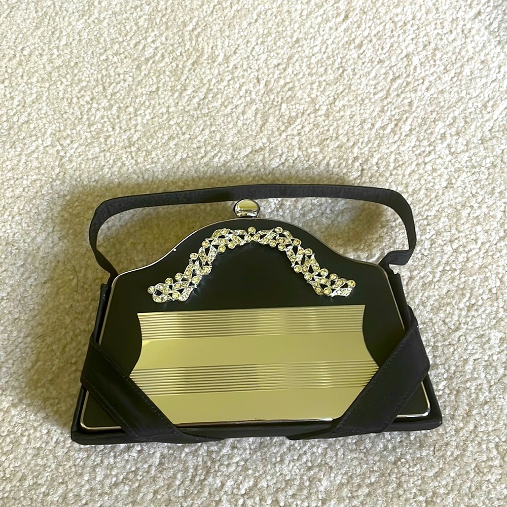 Vintage Volupte Rhinestones Compact Purse Original Lipstick Powder Carrying Case